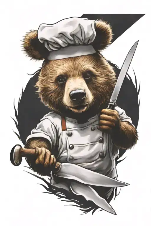 Chef Bear Thumbs Up With Chef Knife