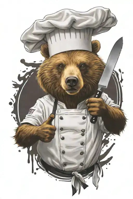Chef Bear Thumbs Up With Chef Knife