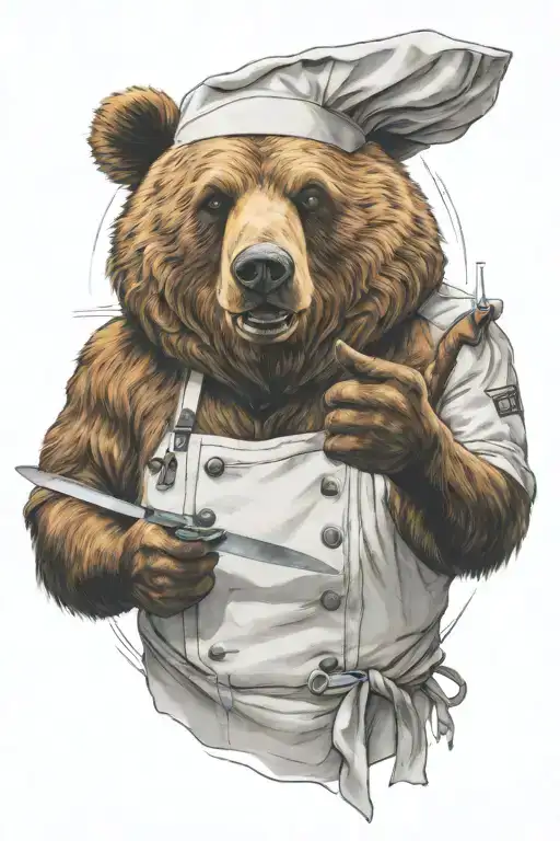 Chef Bear Thumbs Up With Chef Knife