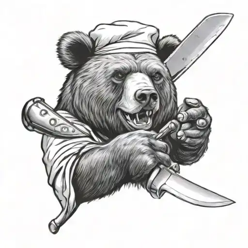 Bear Chef Giving Thumbs Up Holding A Chef Knife