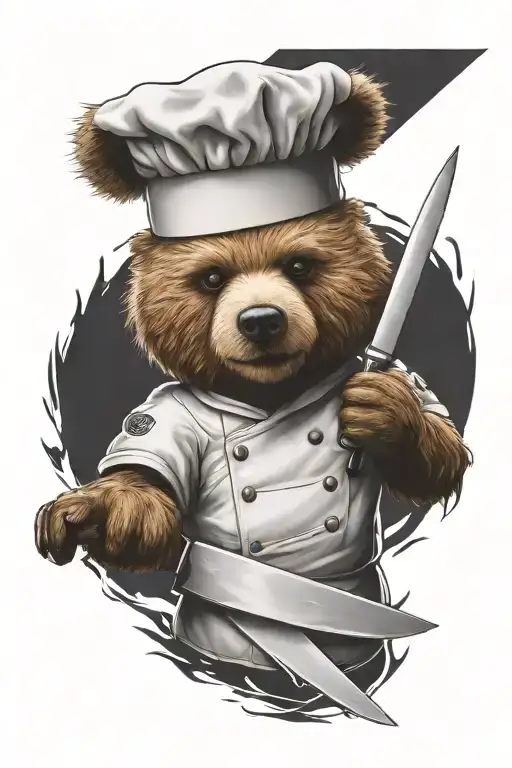A Sarcastic Teddy Bear Who Is A Professional Chef Holding A Chef Knife