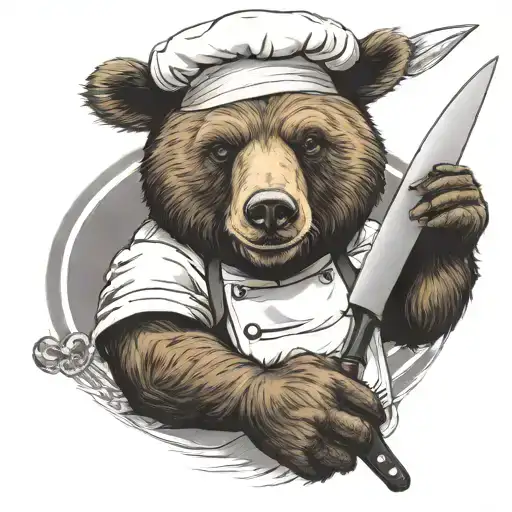 Bear Chef Giving Thumbs Up Holding A Chef Knife