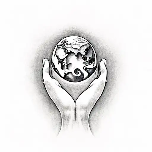 Mother Nature Holding Earth In The Palm Of Her Hands