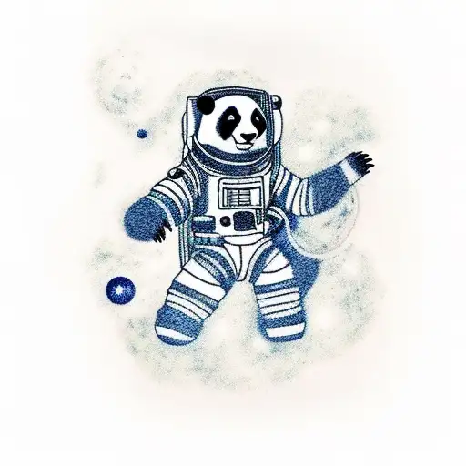 A Panda Astronaut Exploring A Galaxy