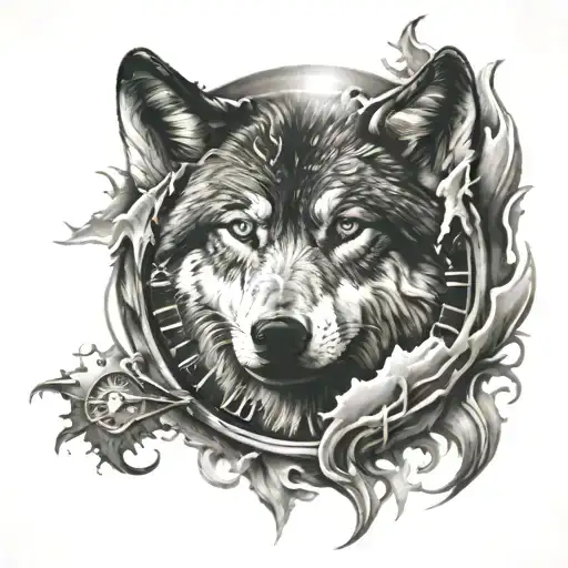 Wolf Clock Compas Sky