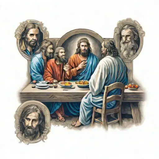 A Modern Interpretation Of The Last Supper Scene Featuring Jesus And His Disciples