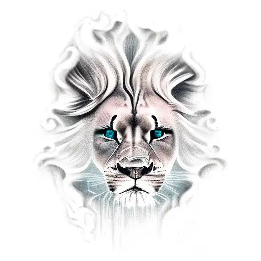 A Roaring Lion Emerging From A Waterfall