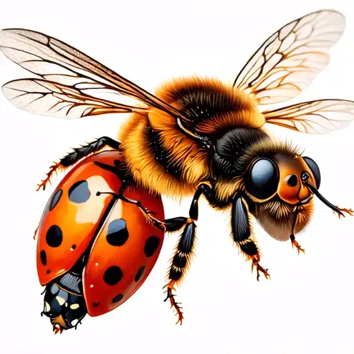 Bee And Ladybug Flying