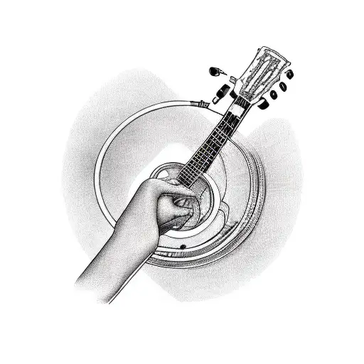 A Guitar And A Stethoscope Intertwined In A Heartbeat Rhythm