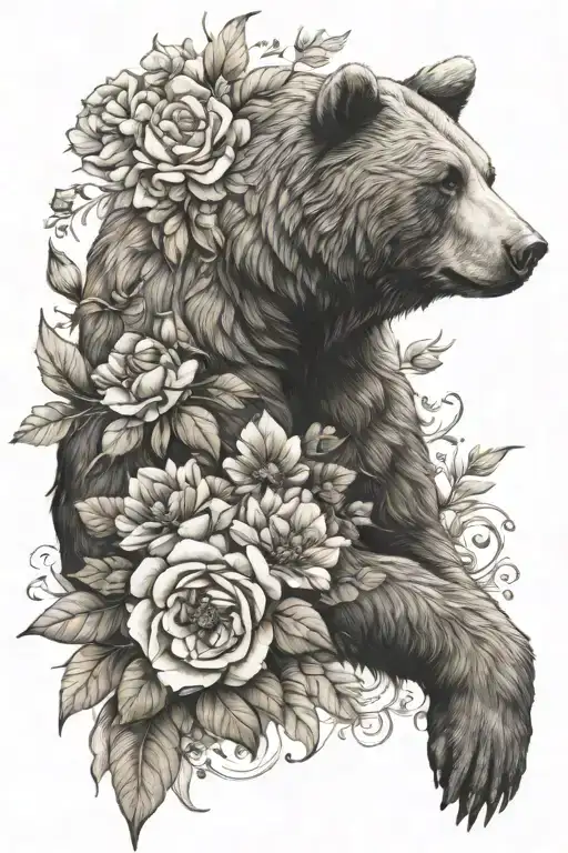 Floral Sleeve With Bear
