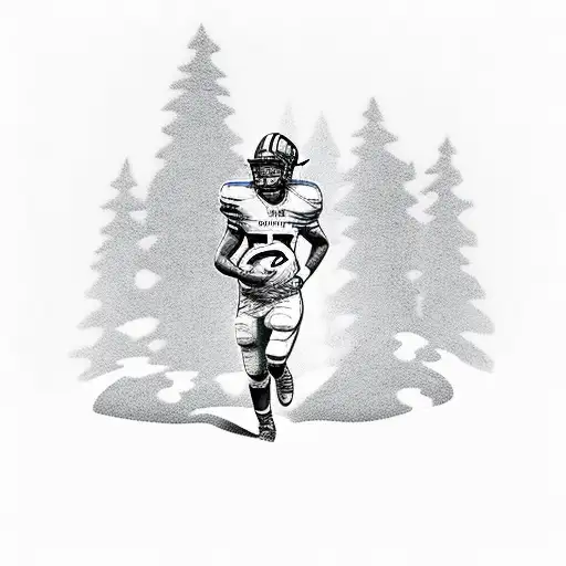 A Football Player Hiking Through A Mountainous Landscape