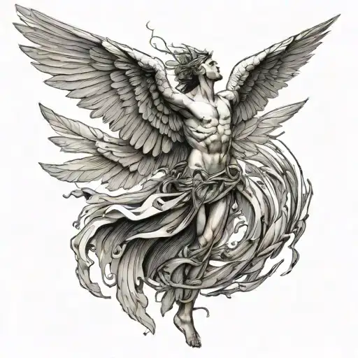 Icarus Falling Down Wings On Neck