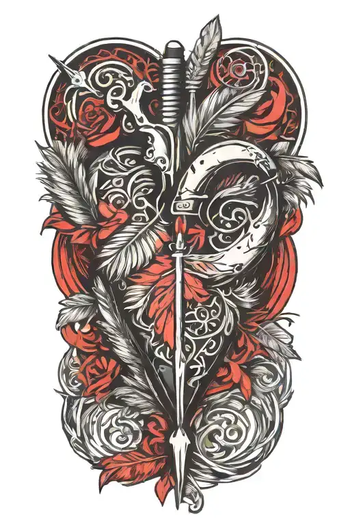 Heart With Arrow With Feather