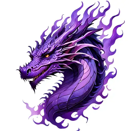 Dragon Purple Flames Mystical