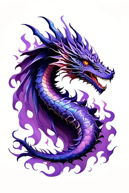 Dragon Purple Flames Mystical