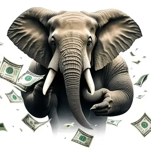 Elephant With Dollars Falling From Him