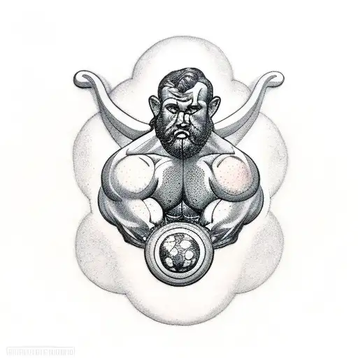 Atlas God Holding Two Worlds