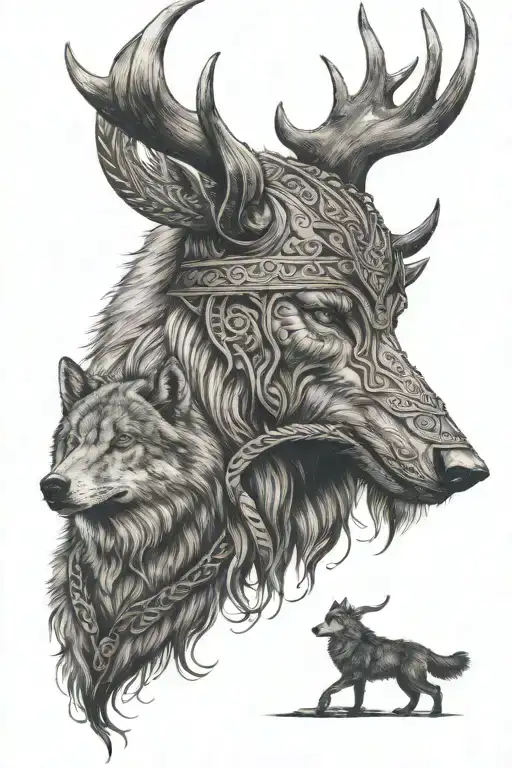 Nordic Vikings And Wolfs