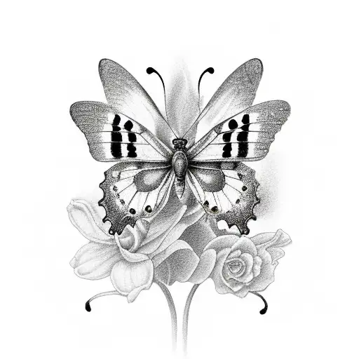 Butterfly With Girls Portrait