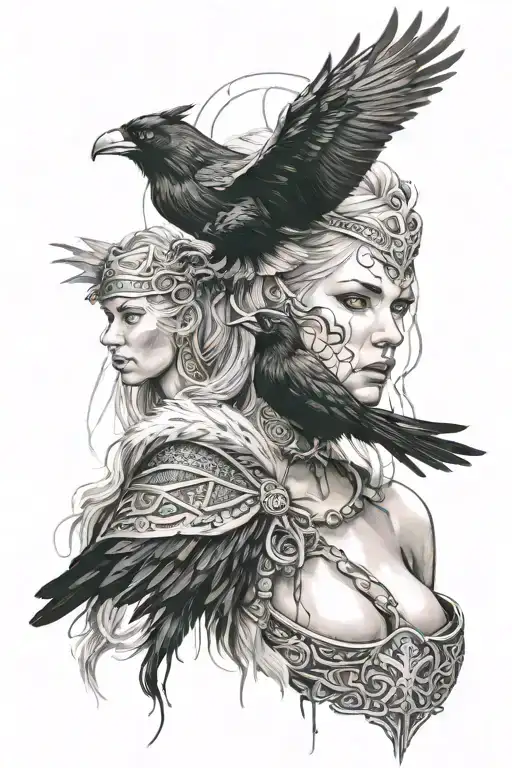Viking Women With Raven