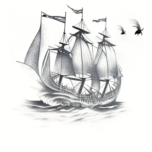 Pirate Ship And Sea Monsters