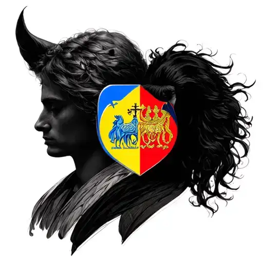 Sketch Of A Pair Of Tattoo On The Theme Of Friendship Between Moldova And Russia