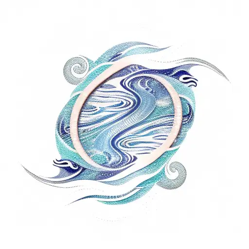 Ocean Wave With Wavy Lines