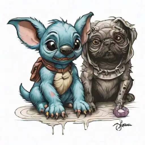 Disney Stitch And Caverpoo Dog Sitting