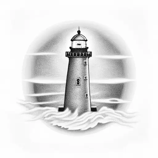 A Realistic Lighthouse Overlooking The Sea