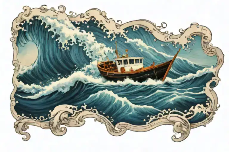 Boat On Ocean Waves