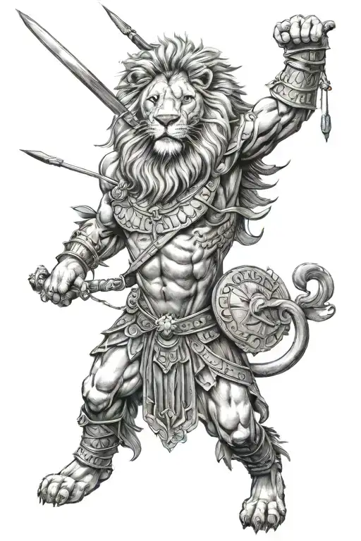 Lion With A Warrior