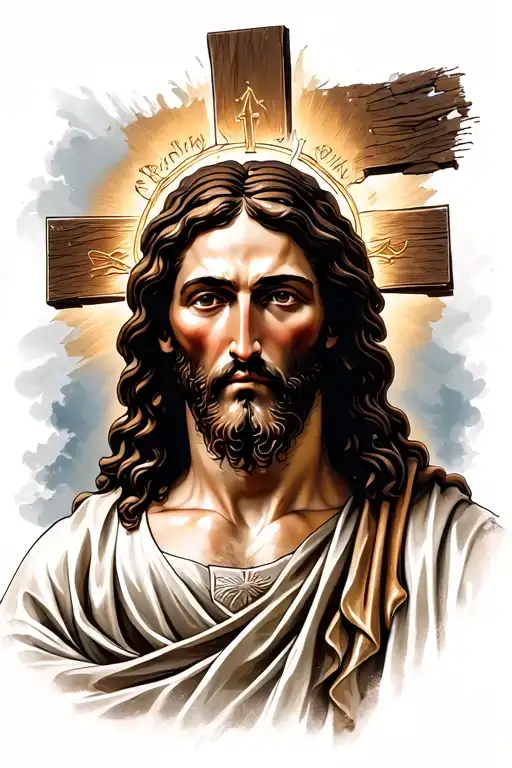 Jesus Christ With Cross In The Background