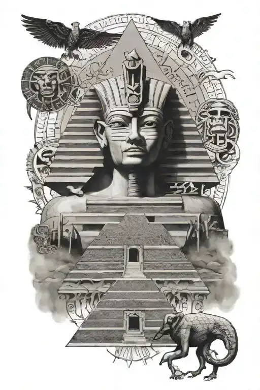 The Word Ka-maat Written In Hieroglyphics Inside A Pyramid And Sphinx