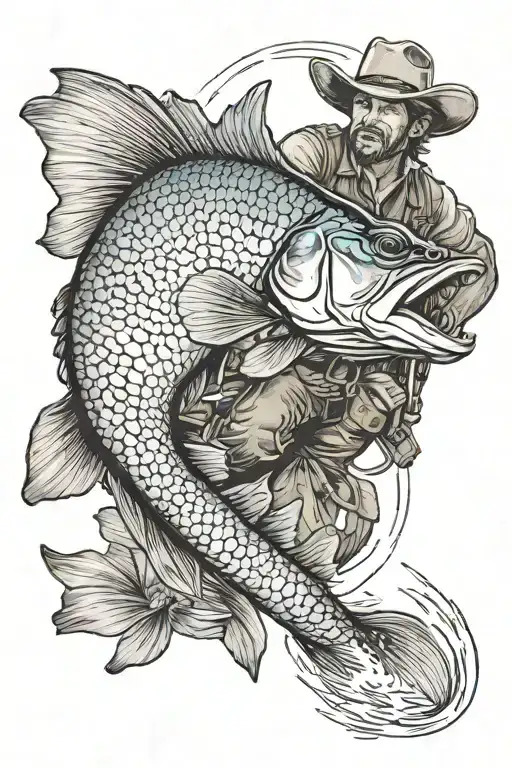 Cowboy Riding Bass Fish