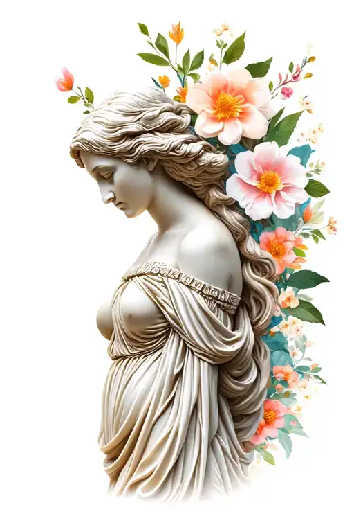 Aphrodite Greek Goddess With Flower Background