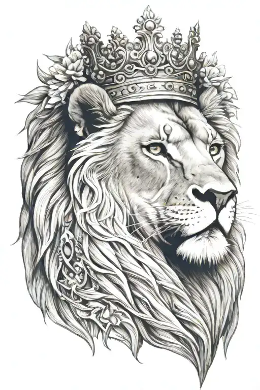 Lion Headed Wearing A Crown Looking