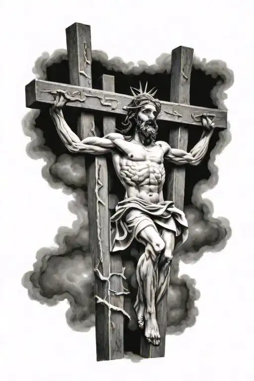 Jesus On The Cross With Gates To Heaven