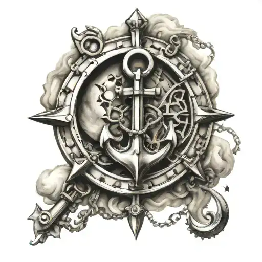 Steam Punk Anchor Hanging Moon