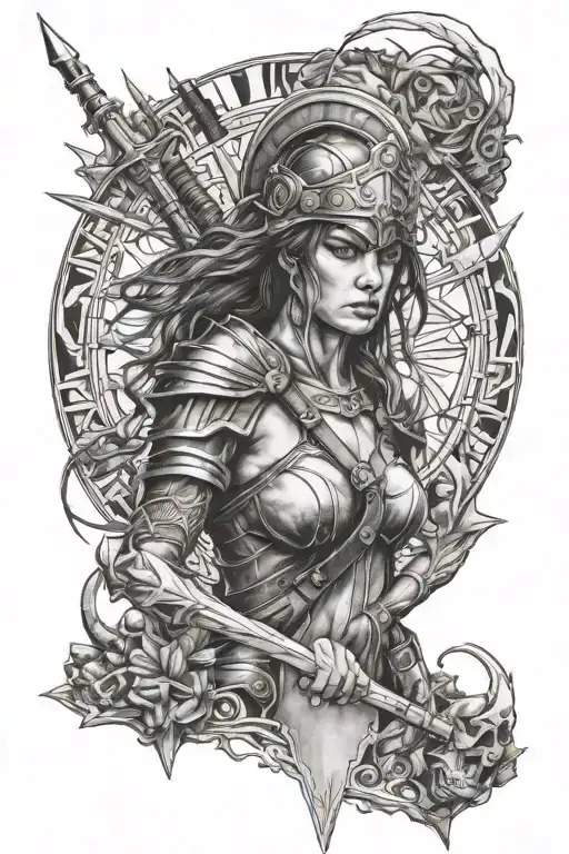 Female Warrior Surrounded