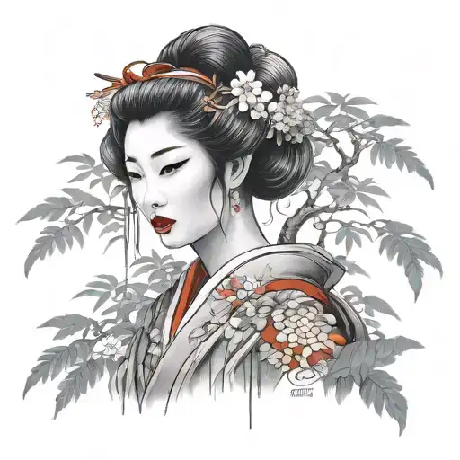Geisha In A Asian Forrest