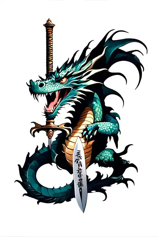 Dragon Who Winds Around A Sword