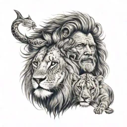 Father And Doughter Fish Lion