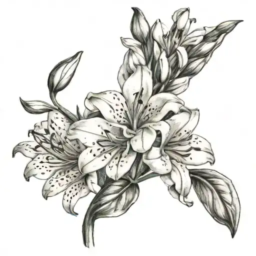 Peruvian Lily And Flowers Botanical