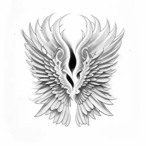 One Angel Wing On The Left Side Of Back And One Devil Wing On The Right Side