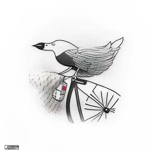 A Woman On A Bike And That Birds Come Out Symbolizing Freedom