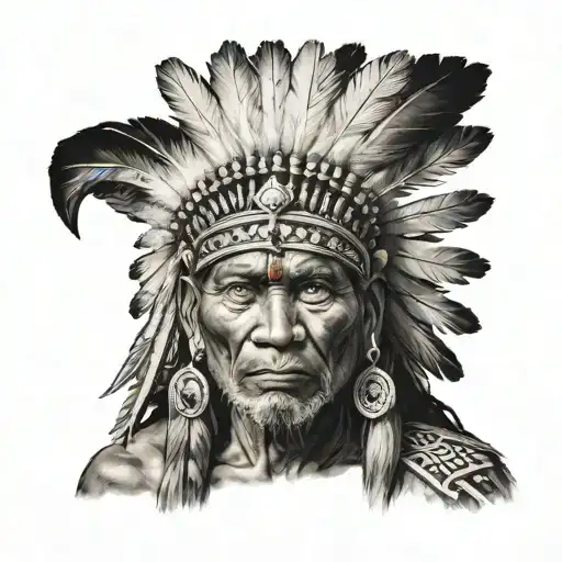 Whole Indian Cheif Holding Weapon