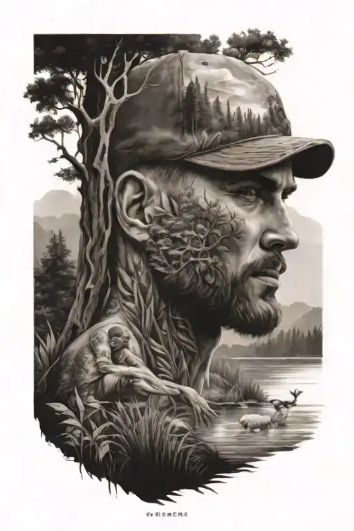 Calm And Peacefull Man In The Nature Scene Featuring