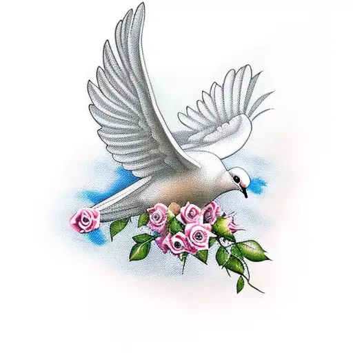 Dove With Roses In Hour Class