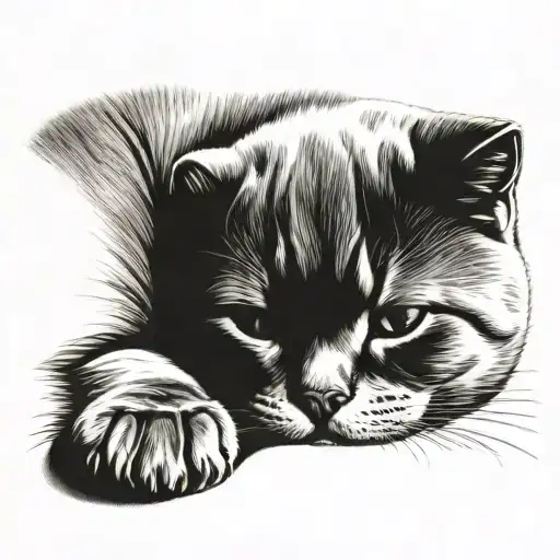 Liht Grey Scottish Fold Cat Sleeping