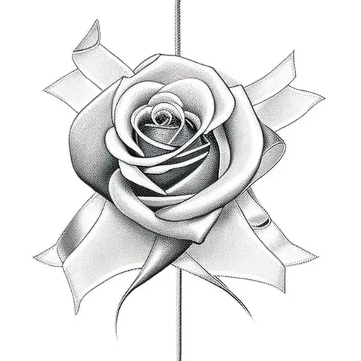 Cancer Ribbon With Roses